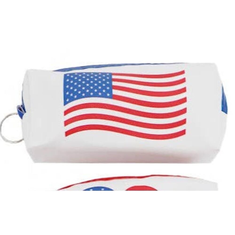American Flag Vegan Leather Bag Pouch Keychain